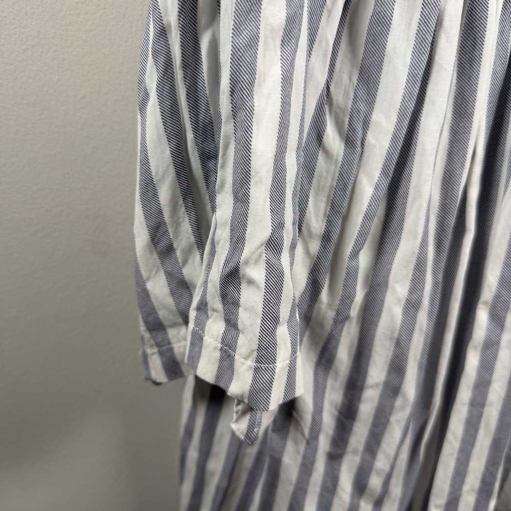 Shein Curve Striped Tunic Womens 1XL Blue White Modern Babydoll Button Down - Picture 4 of 9